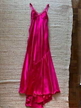 FAVIANA Hot Pink Dress with Beaded Trim